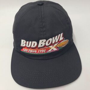 Vintage Bud Bowl Hat Snapback Anheuser-Busch‎ Black NFL X 1998 Super Bowl XXXII